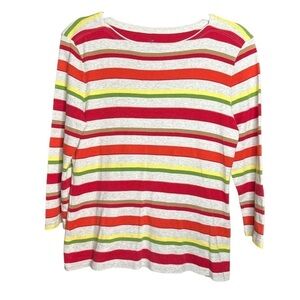Talbots Striped Jersey Top Size: L